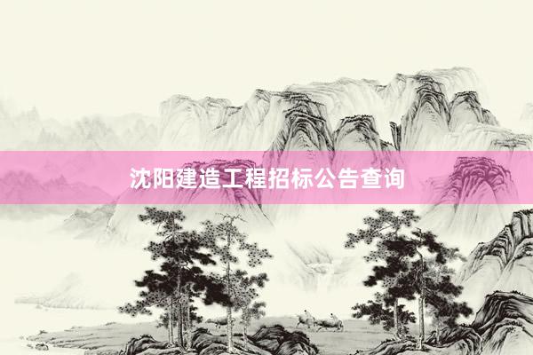 沈阳建造工程招标公告查询